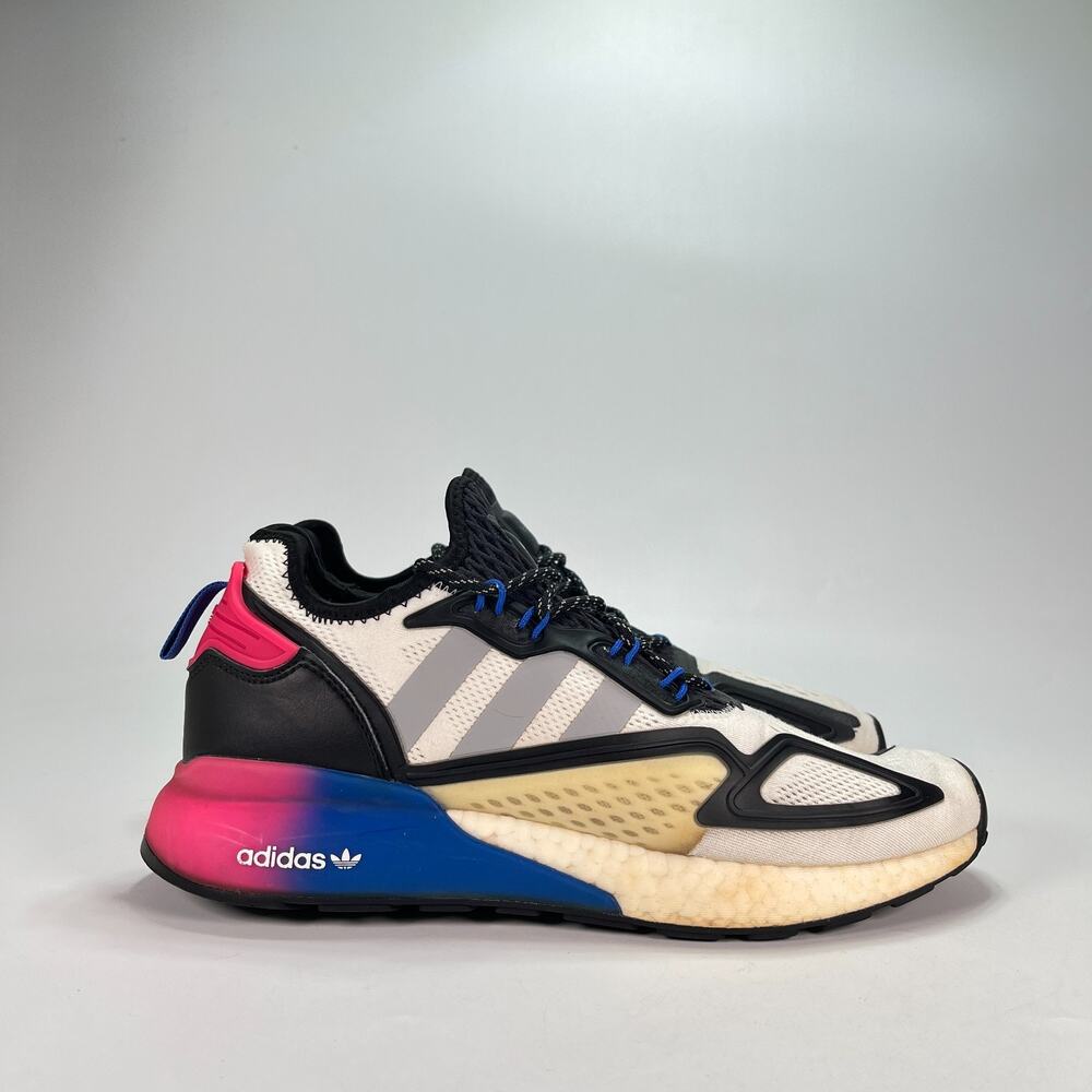 adidas ZX 2K Boost White Multi Purple Pink Casual Sneakers FX8835 Men's Size 9.5